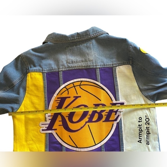 Hollywood Urban Cropped Upcycled Denim Jacket Fits L-XL - Picture 10 of 15